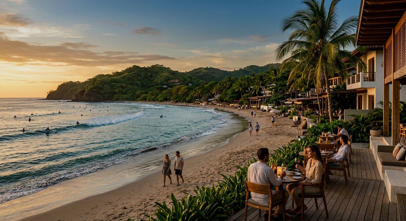 Tamarindo beach at golden hour, Costa Rica