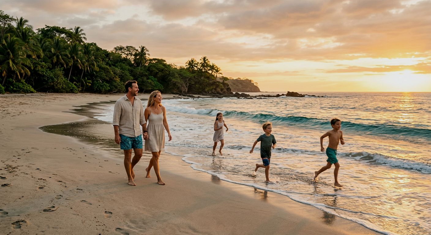 Costa Rica coastline at golden hour
