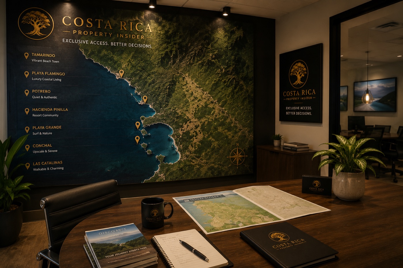 Wall map of Guanacaste’s Gold Coast communities